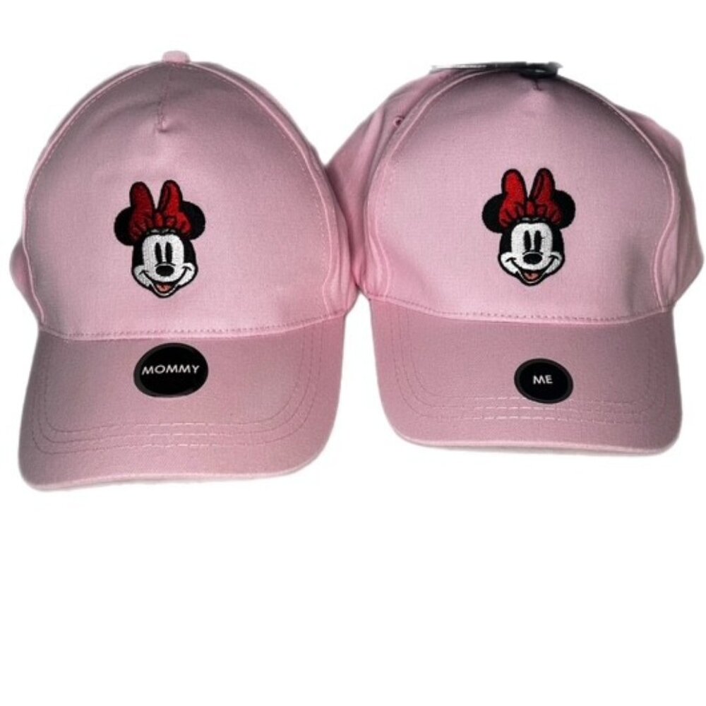 Disney 2 Pack Mommy & Me Matching Minnie Minnie Mouse Baseball Hats Pink NWT